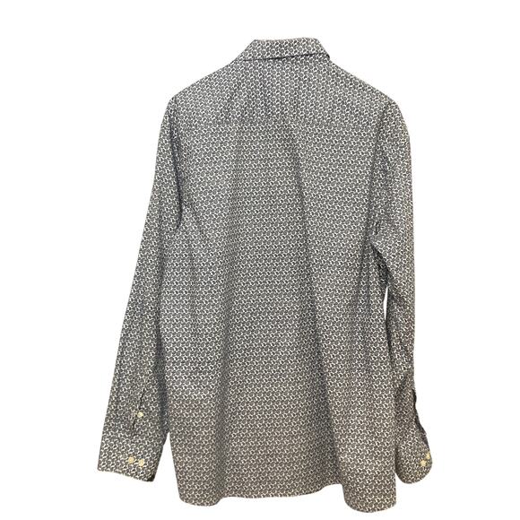 Kenneth Cole Reaction Cotton Blue White Paisley Button Up Formal Dress Shirt - Picture 2 of 8